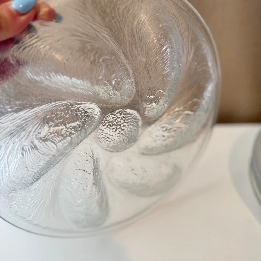 Set of 5 Vintage Clear Glass Oyster Plates Embossed Shell Design Coastal Decor